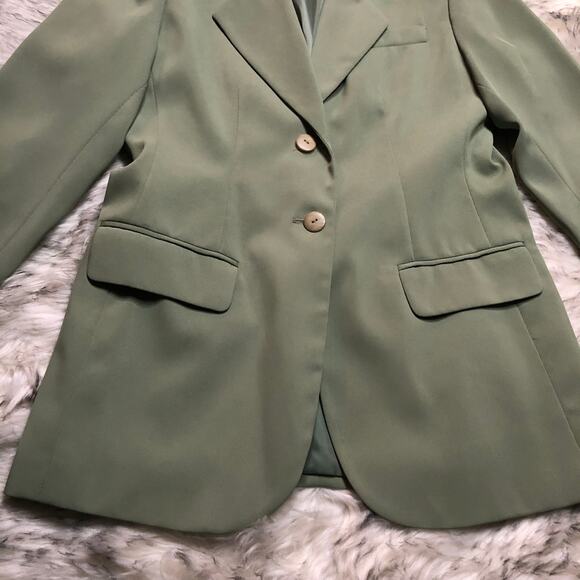 Vintage Deadstock 90s Sag Harbor NWT Pistachio Green Seasonless Twill Blazer - Picture 5 of 16